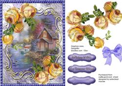 Summer';s End Boathouse with Yellow Roses