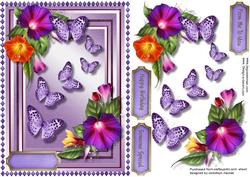 Beautiful Morning Glory with Butterflies
