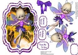 Lovely Lilac Fairy in Gliter Bracket Fame