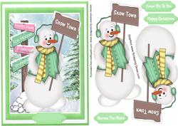 A Lovely Snowman Guarding Snow Town
