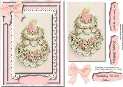 Beautiful Birthday Cake Card and Topper,