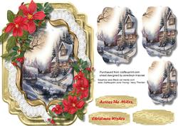 Beautiful Christmas Scene in a Lace Bracket ( Pyramid )