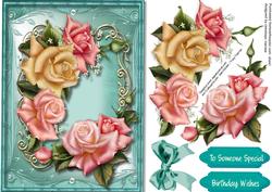 Bgeautiful Roses in a Aqua Frame