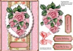 Beaitiful Pink Roses in a Oval Frame