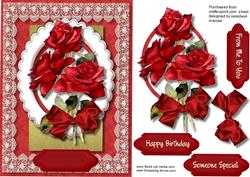 Beautiful Red Roses on a Scalloped Frame