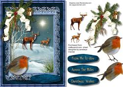 Lovely Christmas Scene with Deers and Robin