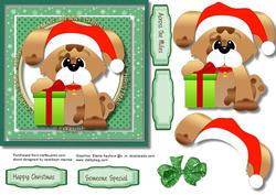 Cute Christmas Dog with Present .