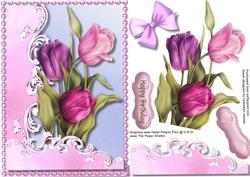 Beautiful Tulips in a Scroll Frame .