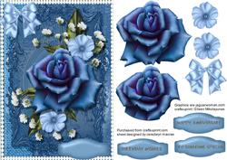 Beautiful Deep Blue Roses and Babys Breath