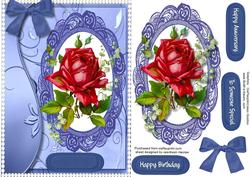 Lovely Red Rose on a Lace Plaque