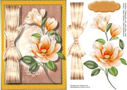 Beautiful Apricot Magnolia on Ditsy Paper