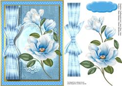 Beautiful Blue Magnolia on Ditsy Paper
