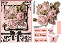 Lovely Roses on a Black and Pink Bracket