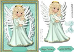 Beautiful Angel and Dove on Lace 