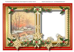 Beautiful Incert with Christmas Scene in Red