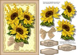 Beautiful Sunflowers in a Filigree Frame