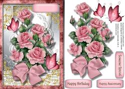 Lovely Pimk Roses with Butterflies 