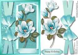 Beautiful Aqua Magnolia on Vintage Plaque