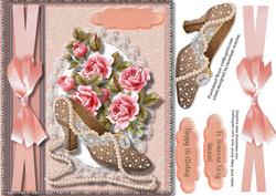 Beautiful Vintage Shoe with Roses and Pearls