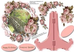 Beautiful Roses with Scene on a Plate and Stand 