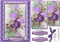 Beautiful Lilac Roses on a Plaid Frame 