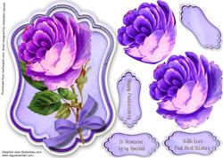 Beautiful Lilac Roses on a Ornate Tag