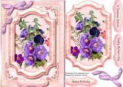 Lovely Lilac Hollyhocks in a Bracket Frame