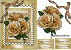 Beautiful Gold Roses on a Double Lace Frame