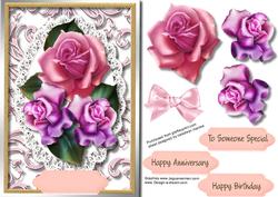 Beautiful Roses on Lace and Scrollwork