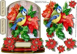 Lovely Snow Globe with Bird and Poinsettias