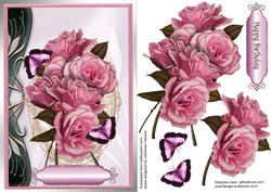 Pink Roses in a Art Decko Frame