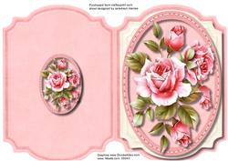 Print, Cut,and Fol, Stunning Pink Roses in a Stitched Frame