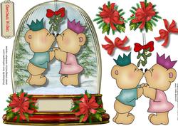 Lovely Snow Globe with Kissing Bears 