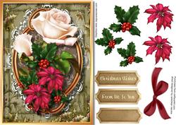 Beautiful Cream Roses with Holly and Poinsettias