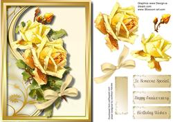 Beautiful Yellow Roses in a Swirl Plaque