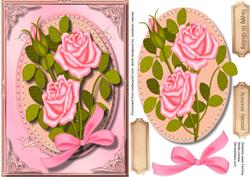 Beautiful Pink Roses in a Stitched Frame