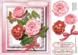 Beautiful Roses on Lace 