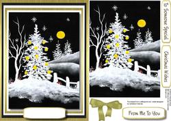 Beautiful Monocrome Moon with Christmas Tree 