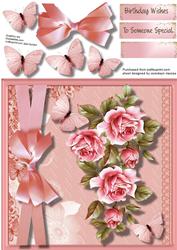 Beautiful Vintage Roses and Ribbon Bow 