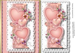 Beautiful Pink Hearts on a Ribbon Strip