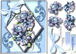 Beautiful Porcelain Roses in a Diamd Mat