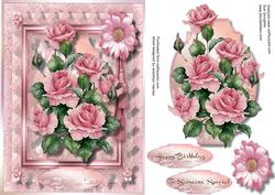 Lovely Pink Roses on Lace with a Tassel