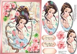 Beautiful Oriental Girl and Roses 