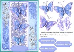 Beautiful Blue Butterfly's on Lace 