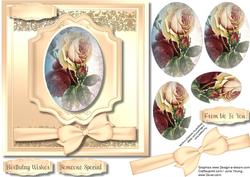 Beautiful Cream and Red Roses in a Cameo Plaque