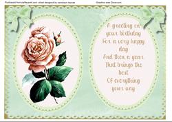 Incert ,green with Rose and Verse