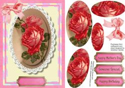 Beautiful Salmon Pink Roses on Lace