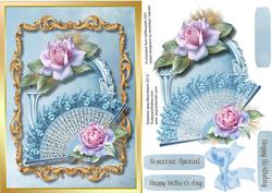 Beautiful Fillagree Fan and Pink Blush Roses