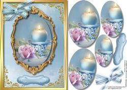 Beautiful Candle and Pink Blush Roses , Pyramid