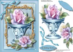 A5 Beautiful Blush Roses in a Ornate Bowl 